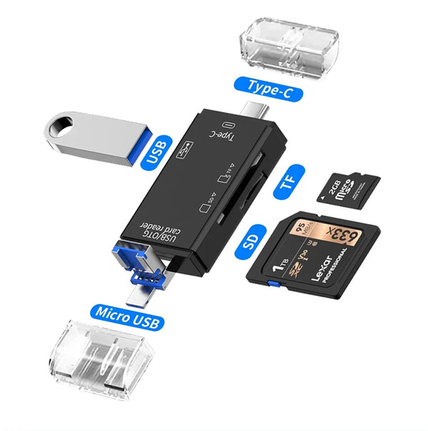 6-in-1 USB 2.0 OTG Card Reader – Multi-Functional Memory Card Adapter