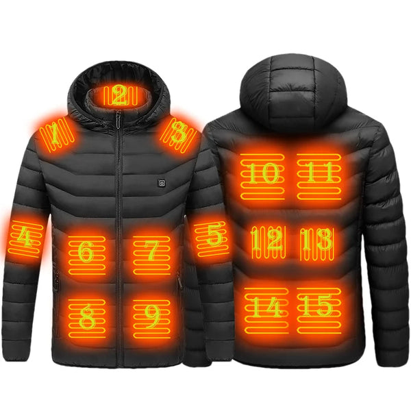 Dual-Control Heated Jacket for Women and Men – 15 Heating Zones