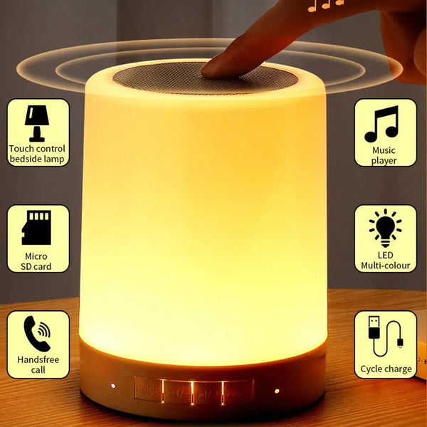 Portable Bluetooth Speaker with Touch-Controlled LED Night Light – Ideal for Kids' Bedside Table