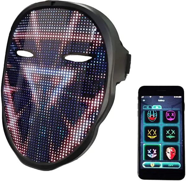 LED Face-Changing Mask – USB Rechargeable Light-Up Mask for Parties and Events