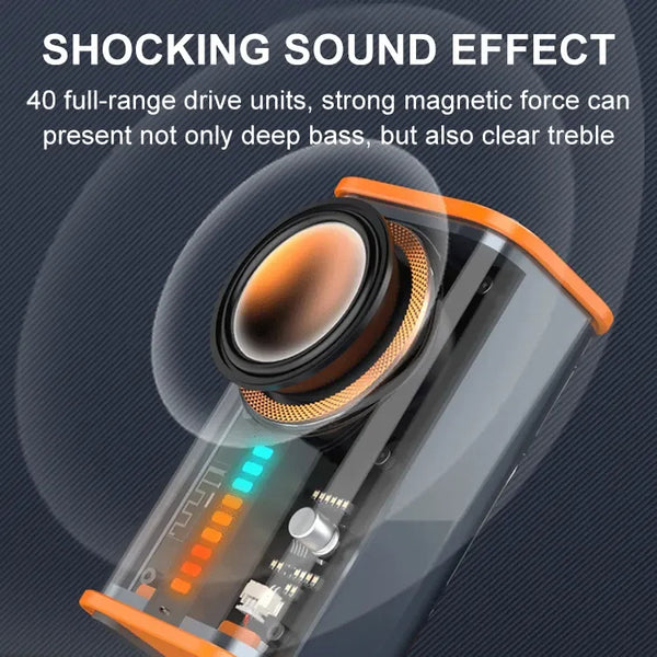 Transparent Portable Bluetooth Speaker – High-Quality Sound with LED Display and Deep Bass